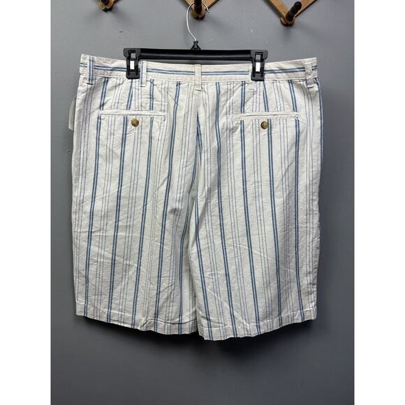 Jas‎ McLeith Striped Shorts Mens Sz 40 Vintage Deadstock Blue White Pleated NEW - Picture 2 of 6